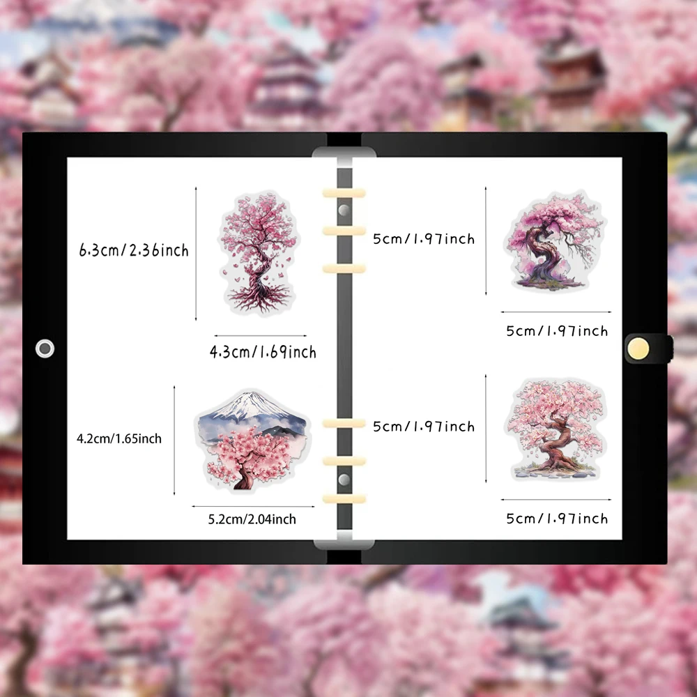 100PCS 크리 에이 티브 수채화 복숭아 나무 PET 투명 소재 스티커 DIY 맞춤형 핸드 헬드 계정 장식 스티커
