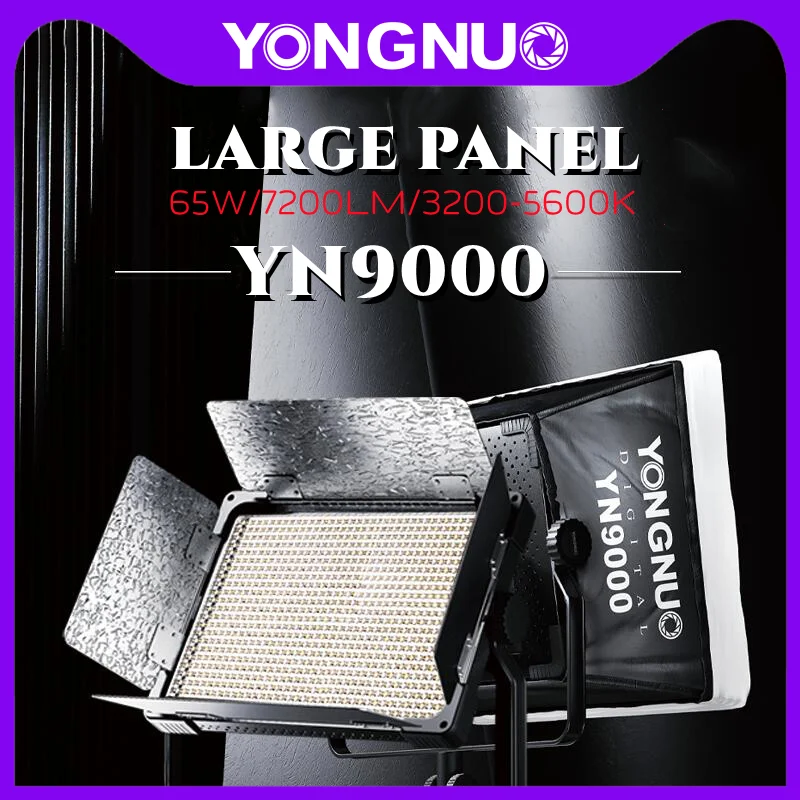 

YONGNUO LED Video Light YN9000 3200-5600K 65W Pro Camera Photo Photography Studio Fill lamp with Softbox for Makeup/TikTok/Vlog