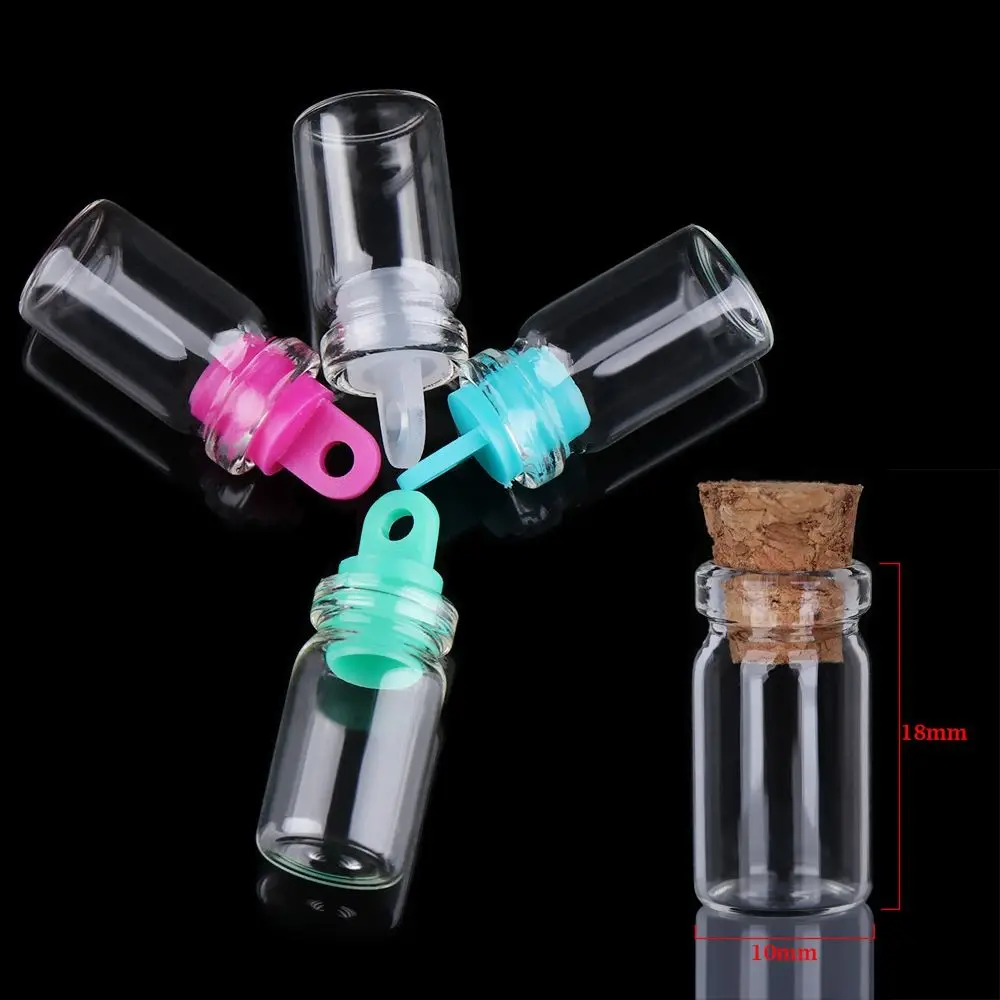 5/10pcs Clear Drift Bottle Glass Jars DIY Decoration Containers Mini Message Vials Ornaments Cork Stopper Rainbow Wishing Bottle