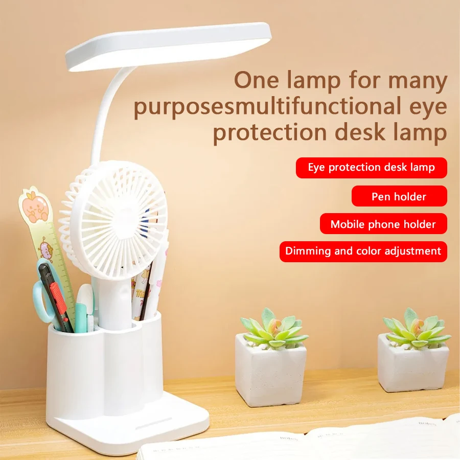 LED Desk Lamps Rechargeable Table Lamp Touch Dimmable Eye Protection Light with Pen Holder Night Light Student Reading Light