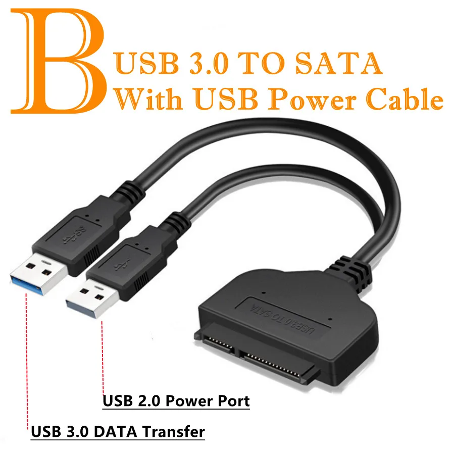 USB SATA Cable USB 3.0 To Sata Cable For 2.5 Inch External HDD SSD Hard Drive Ad