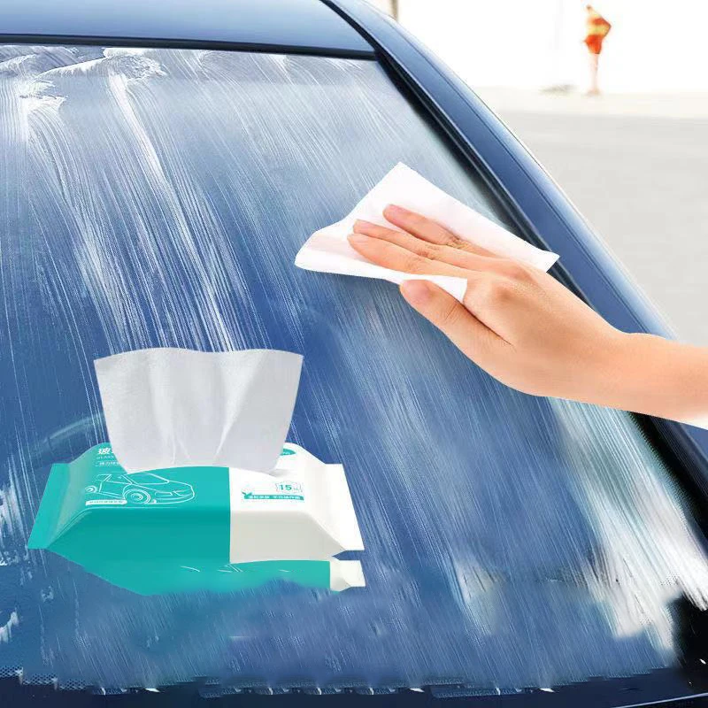 Car cleaning tool Car glass cleaner 15PCS Car Oil Stain Cleaner Glass Oil Film Removal Wipes Front Windshield Cleaning Vehicle Window Powerful Decontamination