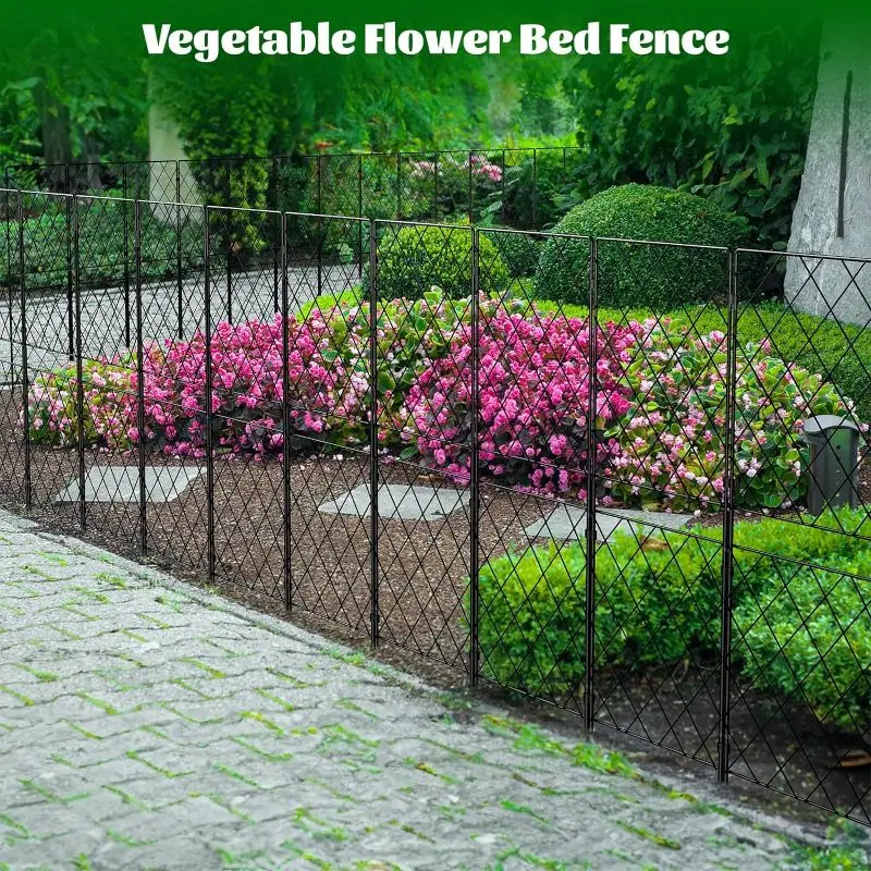 10 Pack Metal Wire Panel Border Animal Barrier Decorative Garden Fence for Patio