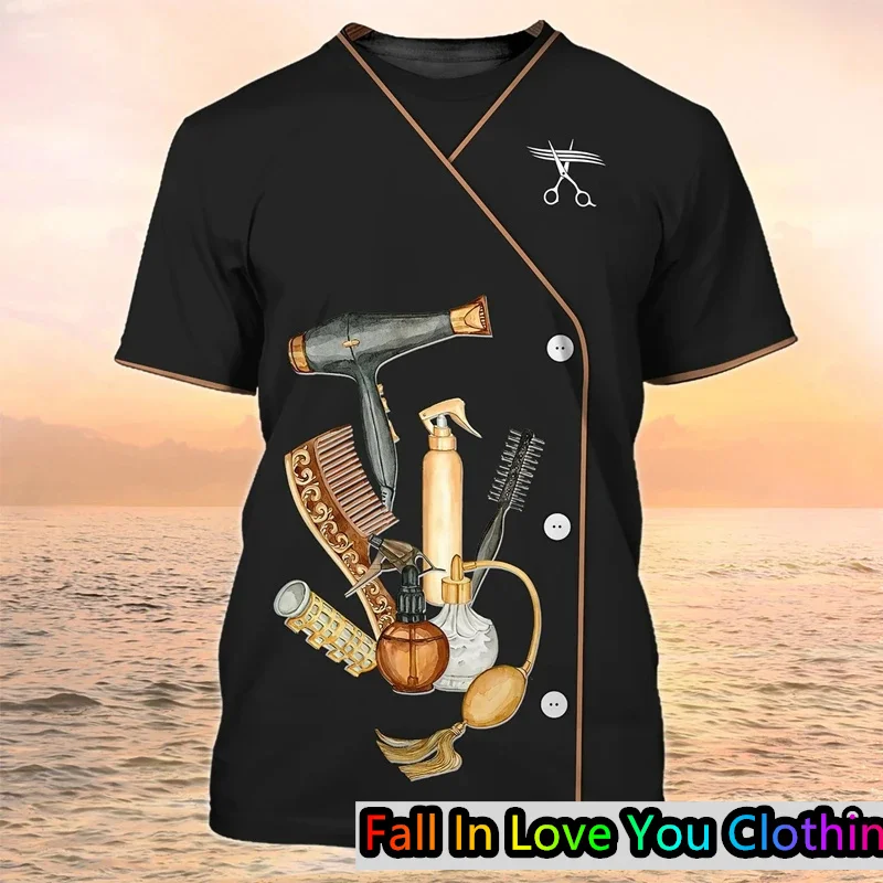 여성 남성 티셔츠 패션 3D 인쇄 이발사 TShirt 여성의 재미 사용자 정의 짧..