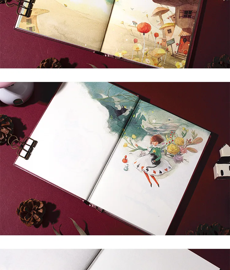 Alice im Wunderland Hardcover Notebook Färbung Seite Darstellung A5 Retro Ziemlich Tagebuch Student Notizblock – Detail 12