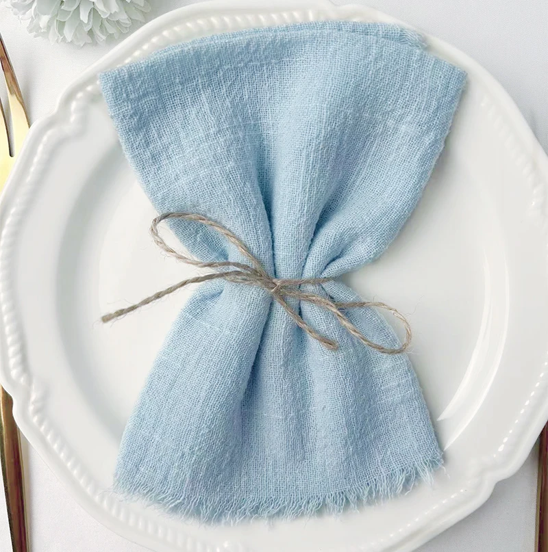 Cotton Napkins 12pcs 40x40cm pink Gauze Napkins 100% Soft Cotton Fabric Serviette Table Set Kitchen Tea Towels For Wedding Baby shower Decorate cotton napkins cotton dish towels