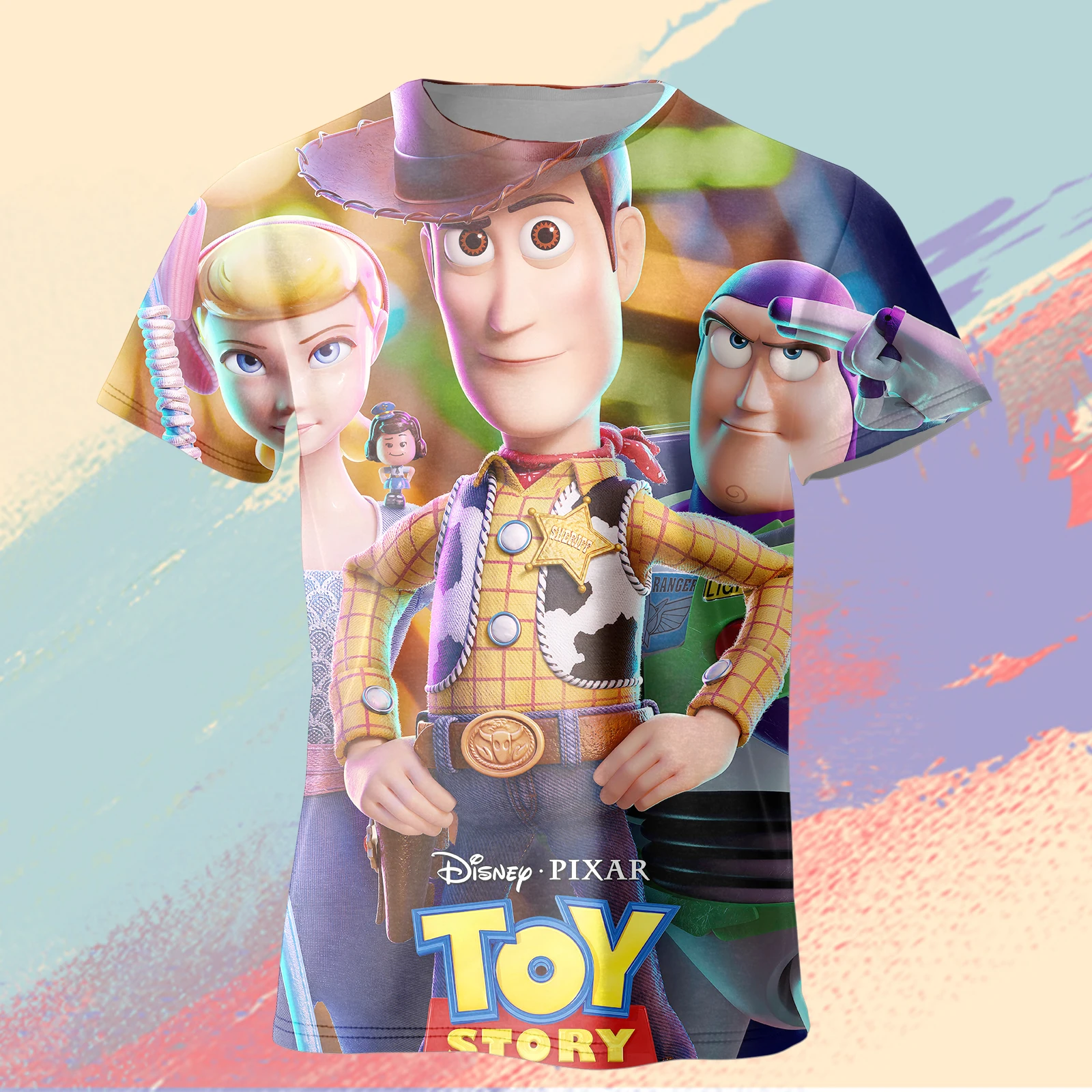 2024 Summer Disney Toy Story Girocollo Manica Corta Toy Story Kawaii Casual Uomo Donna T-Shirt Quick Dry Sportswear