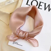 Solid Color 100% Nature Silk Square Scarfs for Women Neck Ties Foulard Neckerchief Hairband Hands Bag Ribbons Headband Gift 2