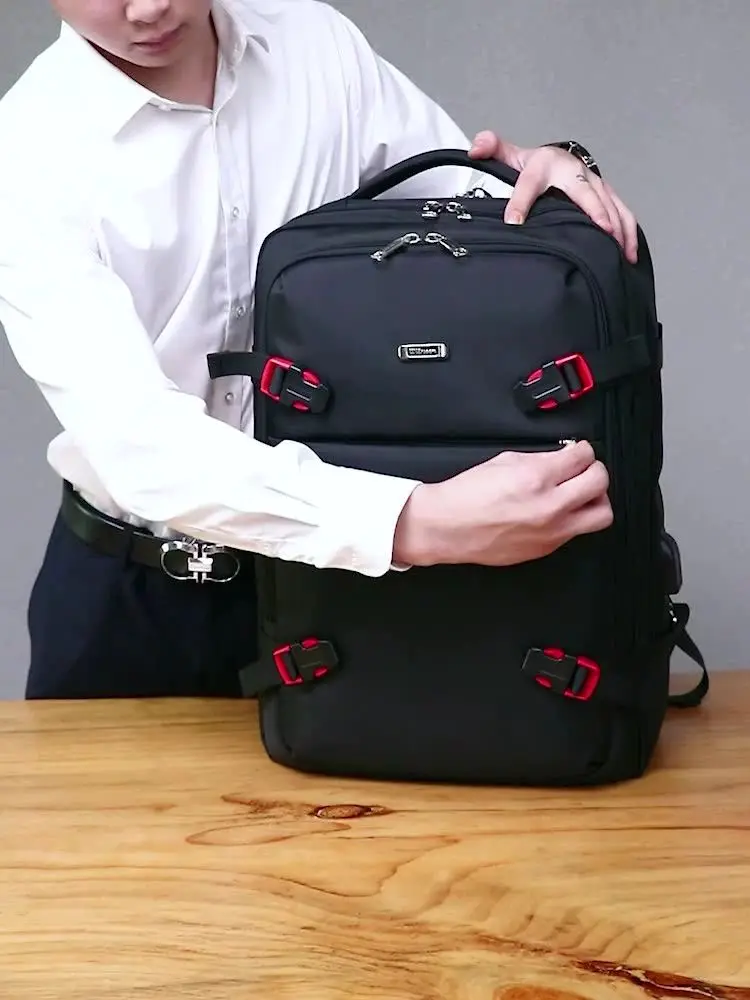 WIERSOON 45L Male Expandable Large Capacity Traveling Backpack for 17 inch Laptop Men's Backpack Approved Weekender Bag