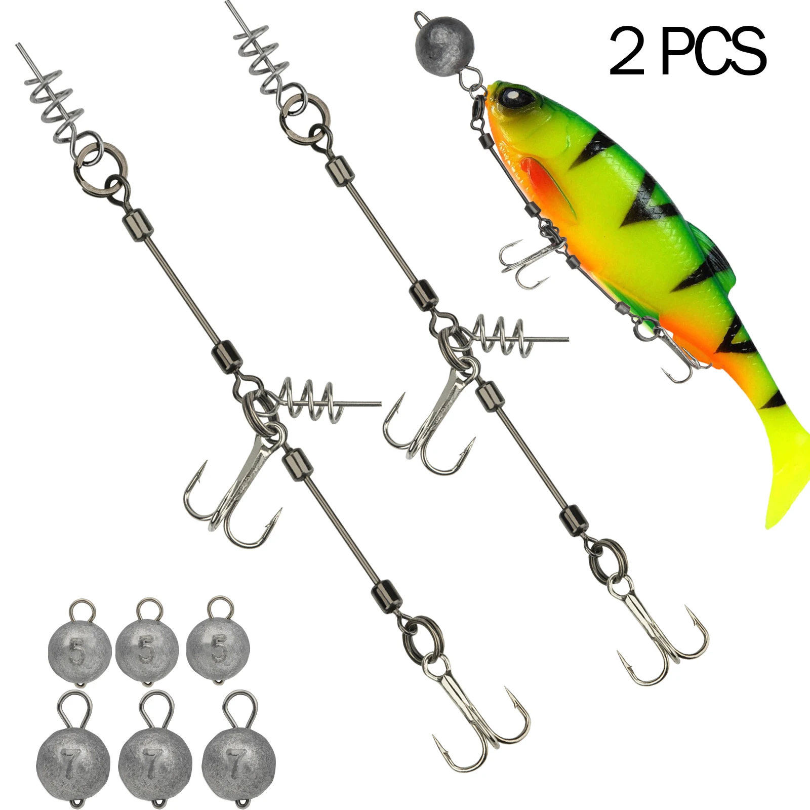 Fishing Treble Hook Steel Wire Group Double Hook With Spring Lock