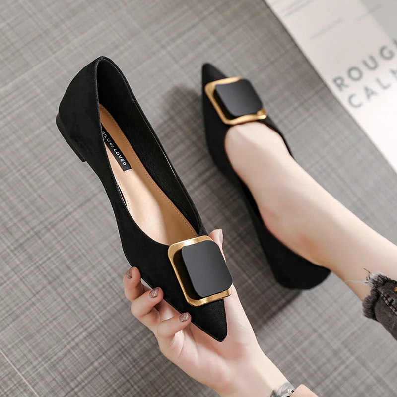 Large Women's Shoes 2022 Spring New Fashion Pointed Flat Sole Single
