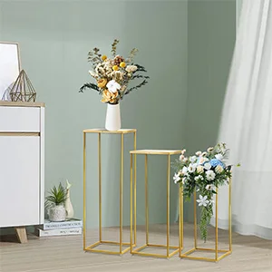 Set of 3 Metal Plant Stand Tall Cake Cylinder Pedestal Stand