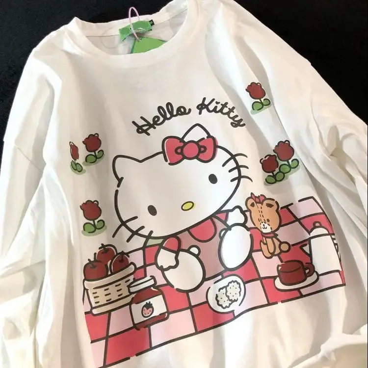 

Женский тонкий свитер TAKARA TOMY, свободная универсальная одежда в стиле кампуса Hello Kitty на весну и осень