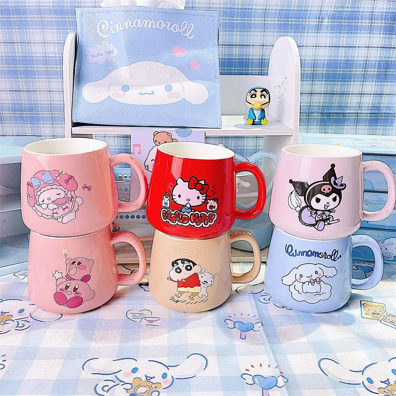 

Керамическая кружка Sanrio с крышкой, аниме наружная чашка с мелодией куроми Кирби, Подарочная коробка, хороший подарок на день рождения