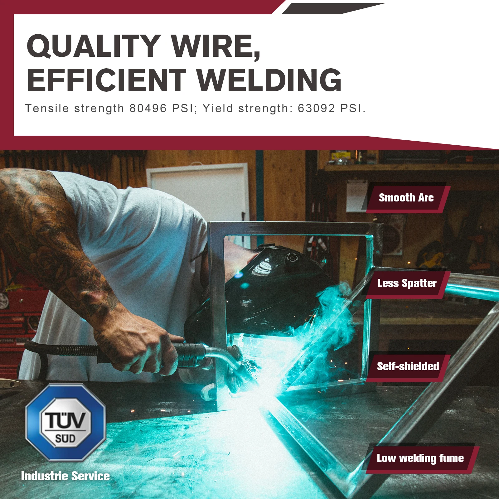 Welding Wires ARCCAPTAIN Gasless Flux Cored MIG Welding Wires 0.8mm/0.9mm 1KG 2Ib E71T-GS AWS A5.20 Carbon Steel Wire For Mig Welding Machine