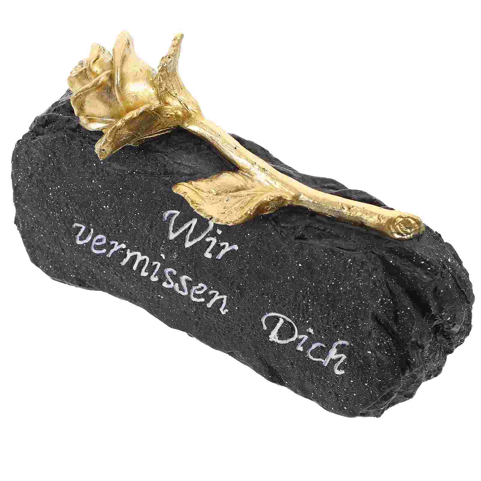 Grey Ash Rose Deceased Memorial Tombstone Resin Garden Statue Outdoor Decoration Grave nament Cemetery Ritual Halloween