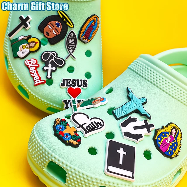 5pcs PVC Religions Shoe Charms for Croc Cross Bible Shoe Clips Decorations  Virgin Mary Pin Croc Fish Croc Jeans - AliExpress