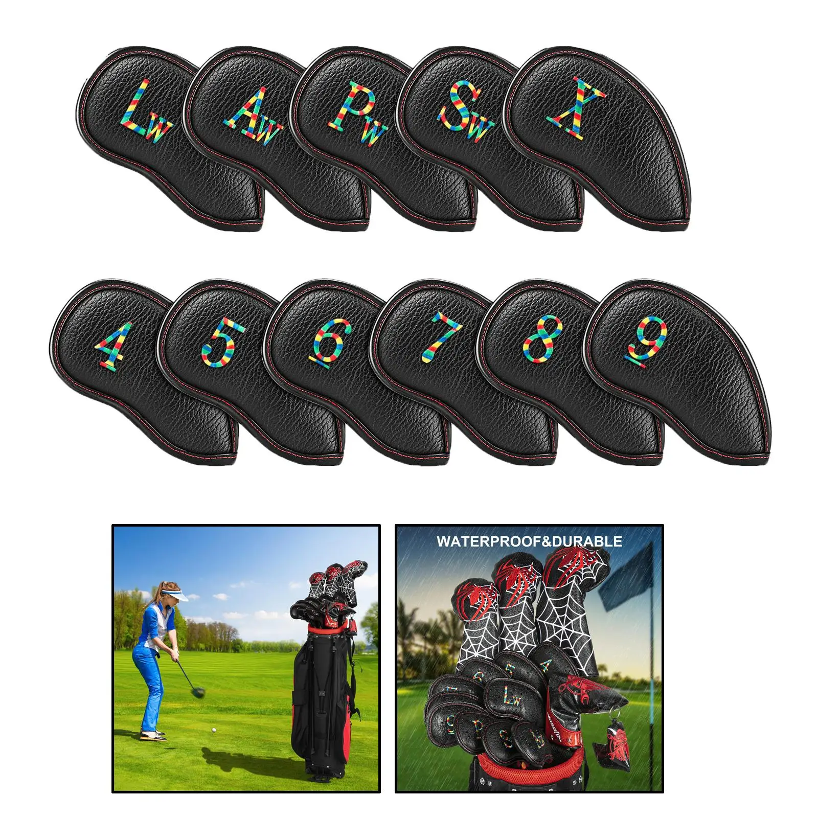 Leather Iron Covers Golf Clubs Hybrid Iron Golf Club Covers 11pcs