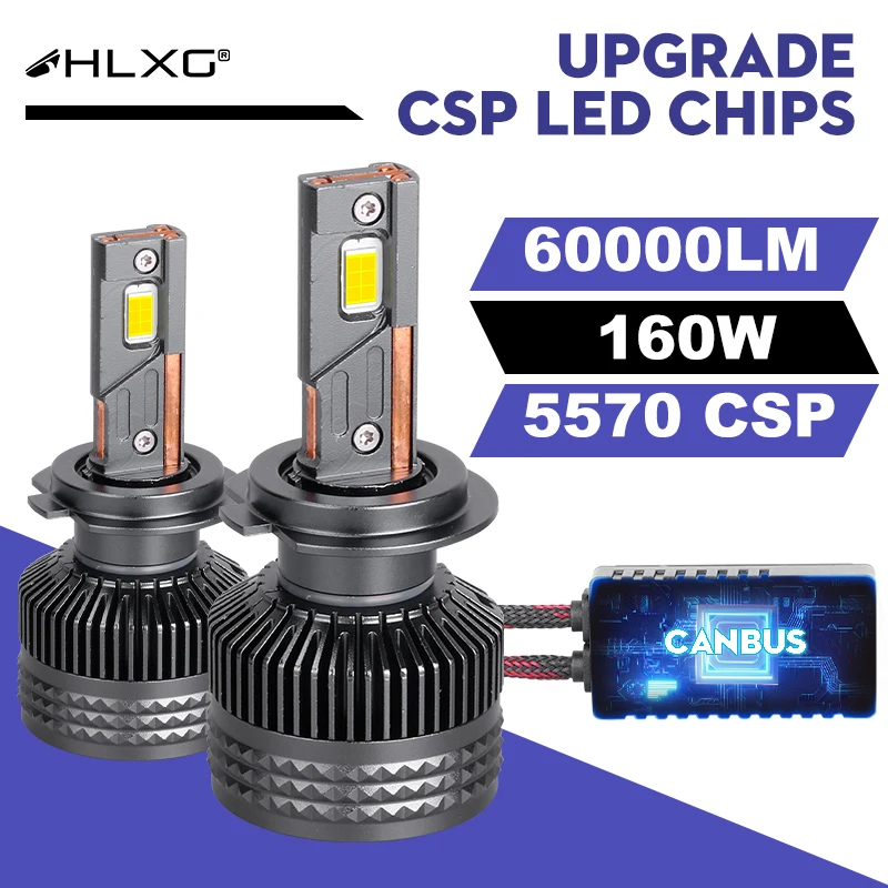 HLXG Mini Canbus lampada H4 H7 LED Car Headlight 200000LM 6000K 8000K Lamp  H1 9005 HB3 9006 HB4 H8 H9 H11 fog lights auto Bulbs