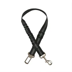 Adjustable Reflective Nylon Dog Seat Belt - Durable Safety Lead (Black)