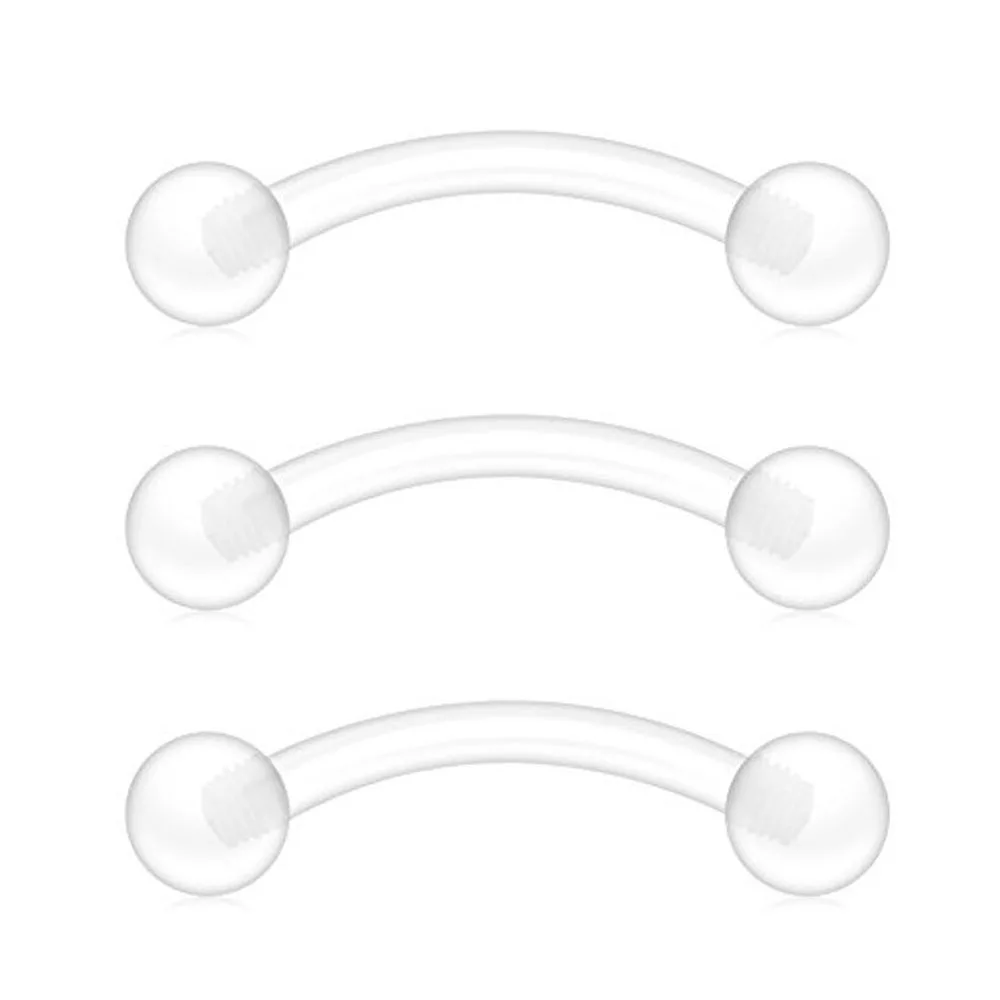 Clear Sports Work Bioflex Helix Tragus Conch Earrings Plastic Medusa Piercing Jewelry Lip Rings Labret Piercing Retainer