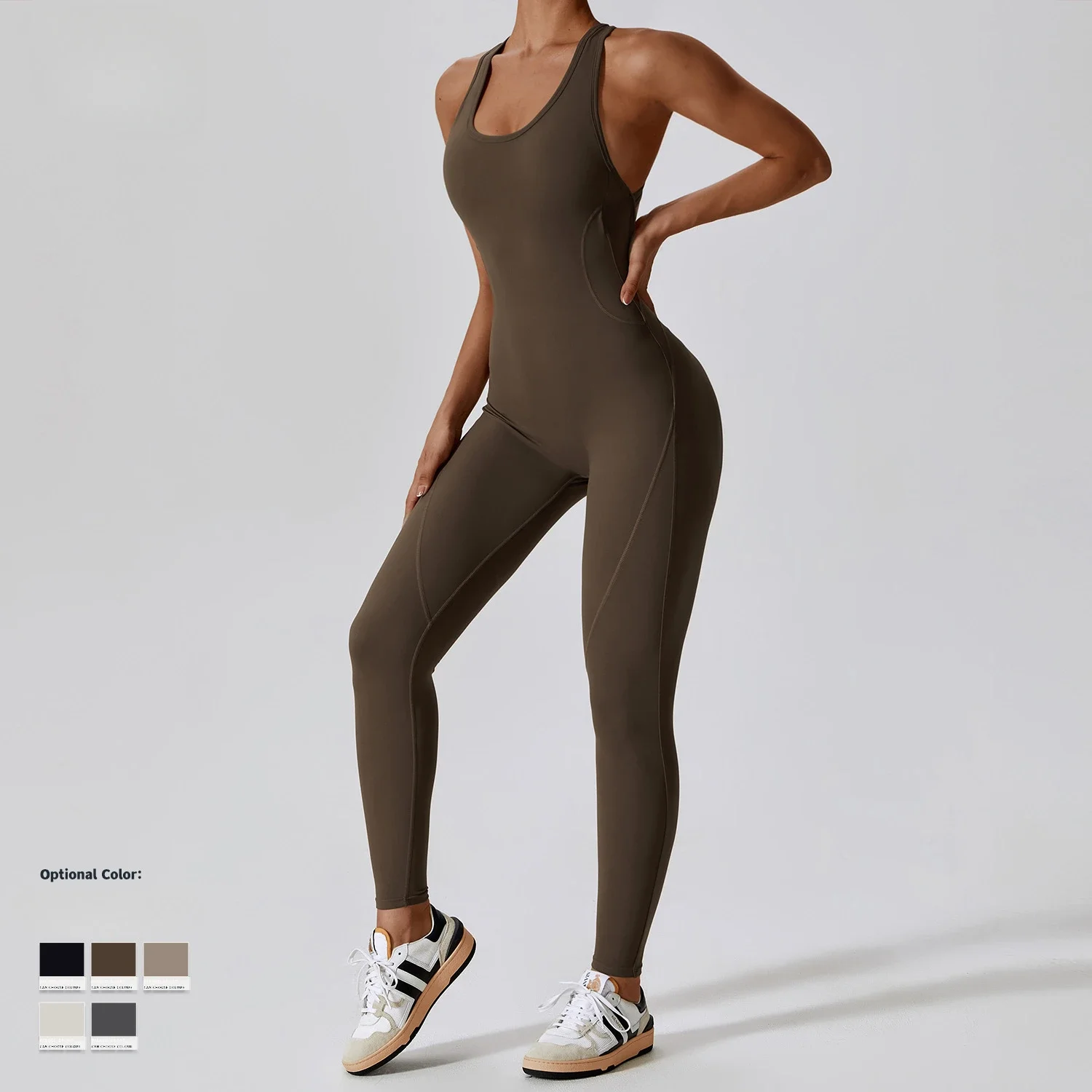 Tight-fitting one-piece yoga clothes with hollow back and high elasticity one-piece yoga clothes jumpsuit bodysuit high waist waist women tight up jumpsuit with thin hip lifting tight waist and hip lifting pants buckled peach hip shaping pant