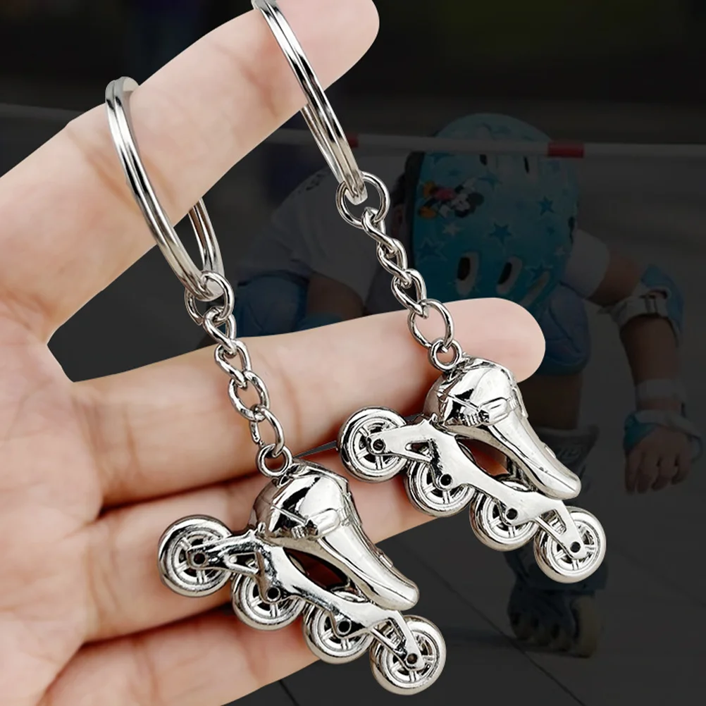 Roller Skate Keychain Durable Zinc Alloy Lightweight Skating Charm Silver Keychains Wallet Chain Key Ring Bulk Women Men