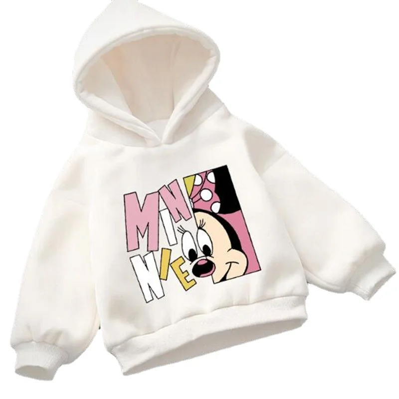 Kids Girls Long Sleeve Hoodies Sweatshirt Baby Boys Winter Autumn Clothes Cartoon Mickey Minnie Mouse Velvet Pajama Tops Outfit