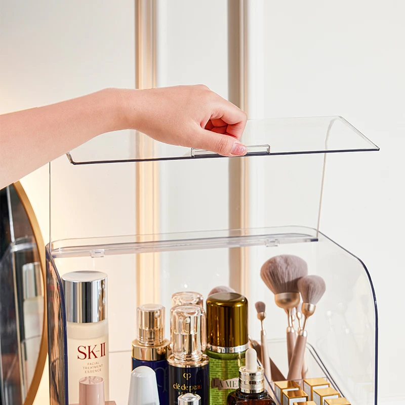 Transparent Acrylic Organizer, Dust-proof, PET Dressing Table, Brush Storage Box, Lipstick Organizer Box