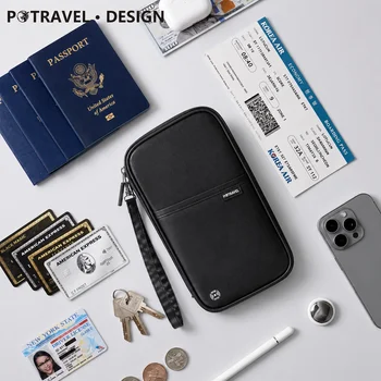 Porta passaporto da viaggio RFID Porta documenti impermeabile Portafoglio Porta biglietti di grande capacità per uomini e donne Viaggio in famiglia