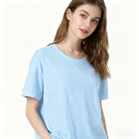 T-Shirt à manches courtes en coton pour femmes, décontracté, à la mode, de haute qualité, confortable, vêtements d'été pour Couple, 200g 3
