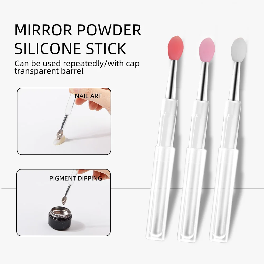 

3/6Pcs Nail Mirror Powder Brush Chrome Nails Pigment DIY Materiel Holographic Glitter Silica Gel Ended Disposable Supplies