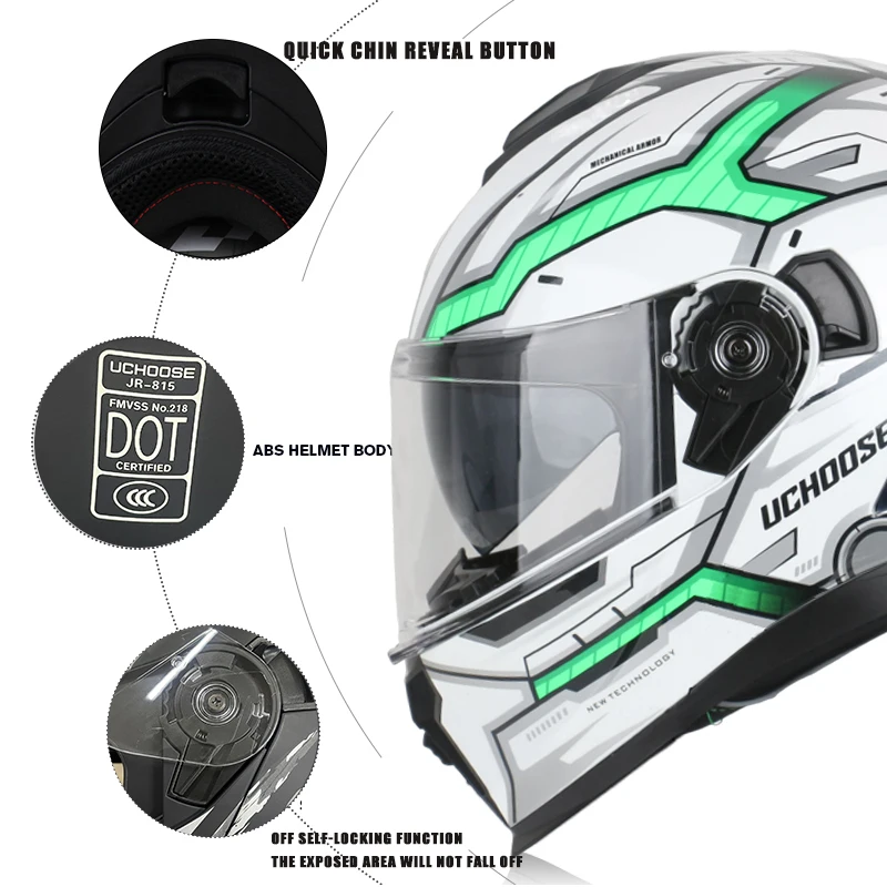 خوذة دراجة نارية معيارية للبالغين من Uchoose، مصمم...