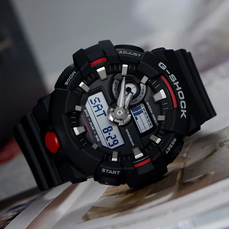 G-SHOCK Relógio de quartzo masculino GA 700 multifuncional, à prova de choque, display led, pulseira de resina, esportes ao ar livre, moda casual