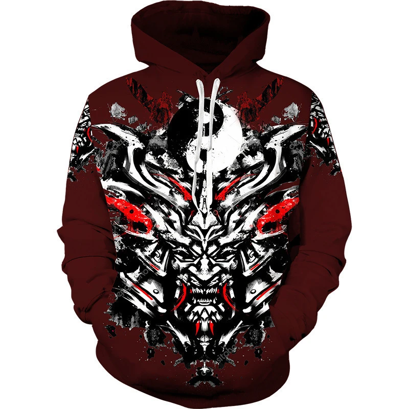 thumbnail image 1 of Sudadera con capucha de anime 3D más nueva y popular, sudadera de samurái japonesa, jersey negro de moda para hombres y mujeres, ropa de otoño y primavera para hombres, 1 of 5