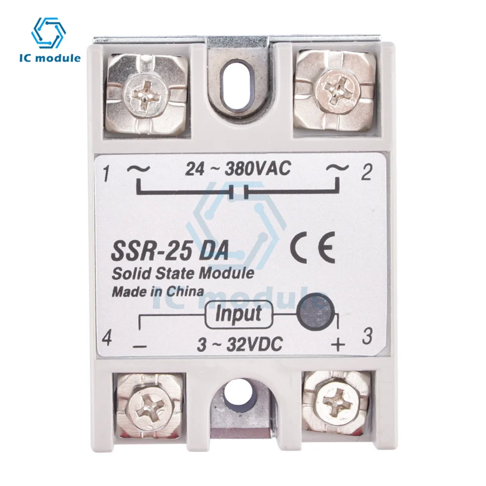 

1PCS SSR-25DA 25A Solid State Relay Module 3-32V DC Input 24-380VAC