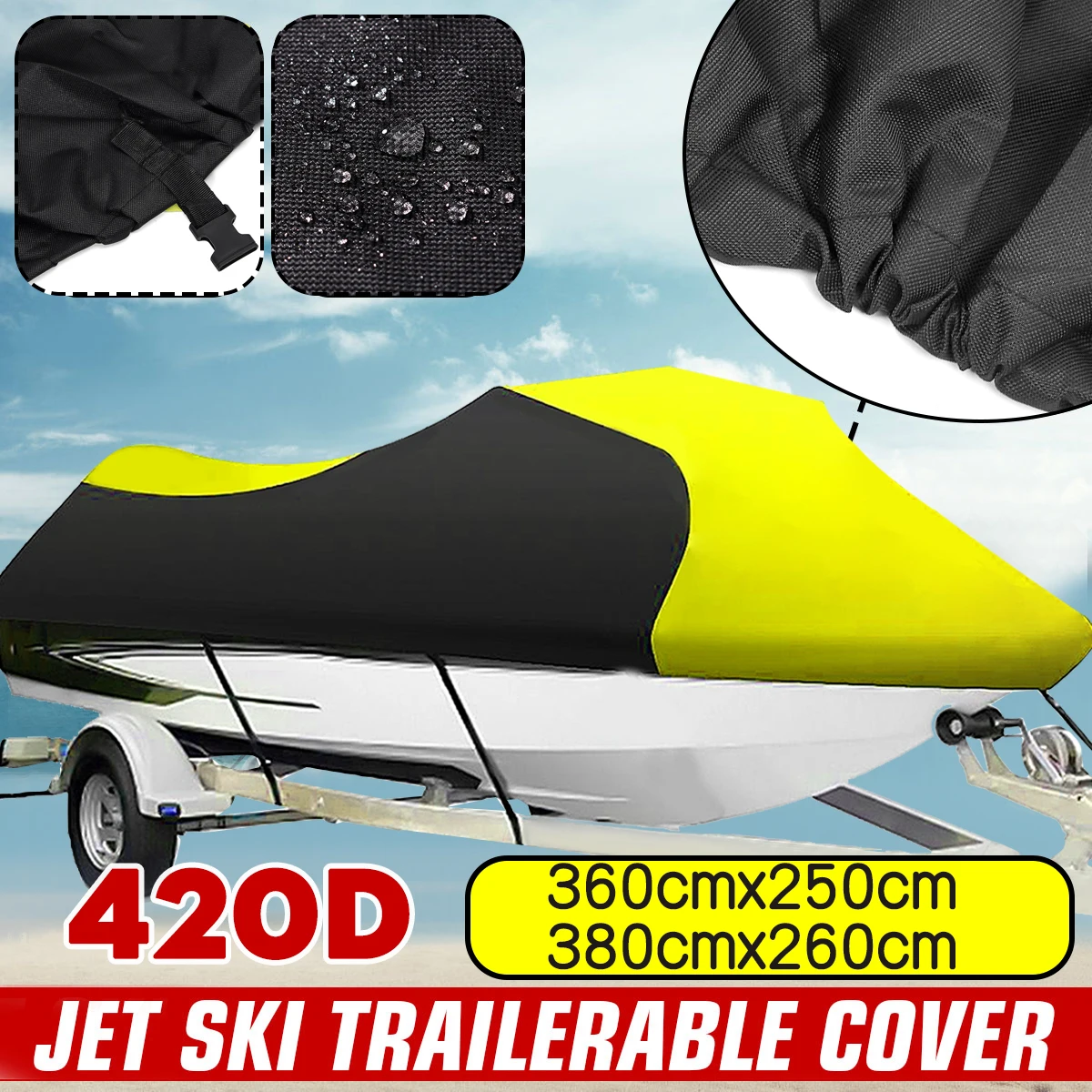 L/Xl 420D Impermeabile Jet Ski Cover Boat Cover Moto D'Acqua Motor Boat Cover Per Yamaha Waverunner Exr Vx Cruiser Per Sea Doo Gti
