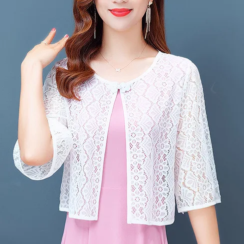 

Lace Shawl for Summer with Suspender Skirt Paired with Cardigan Thin Short Jacket Sun Protection Top Women's Camisole Y399