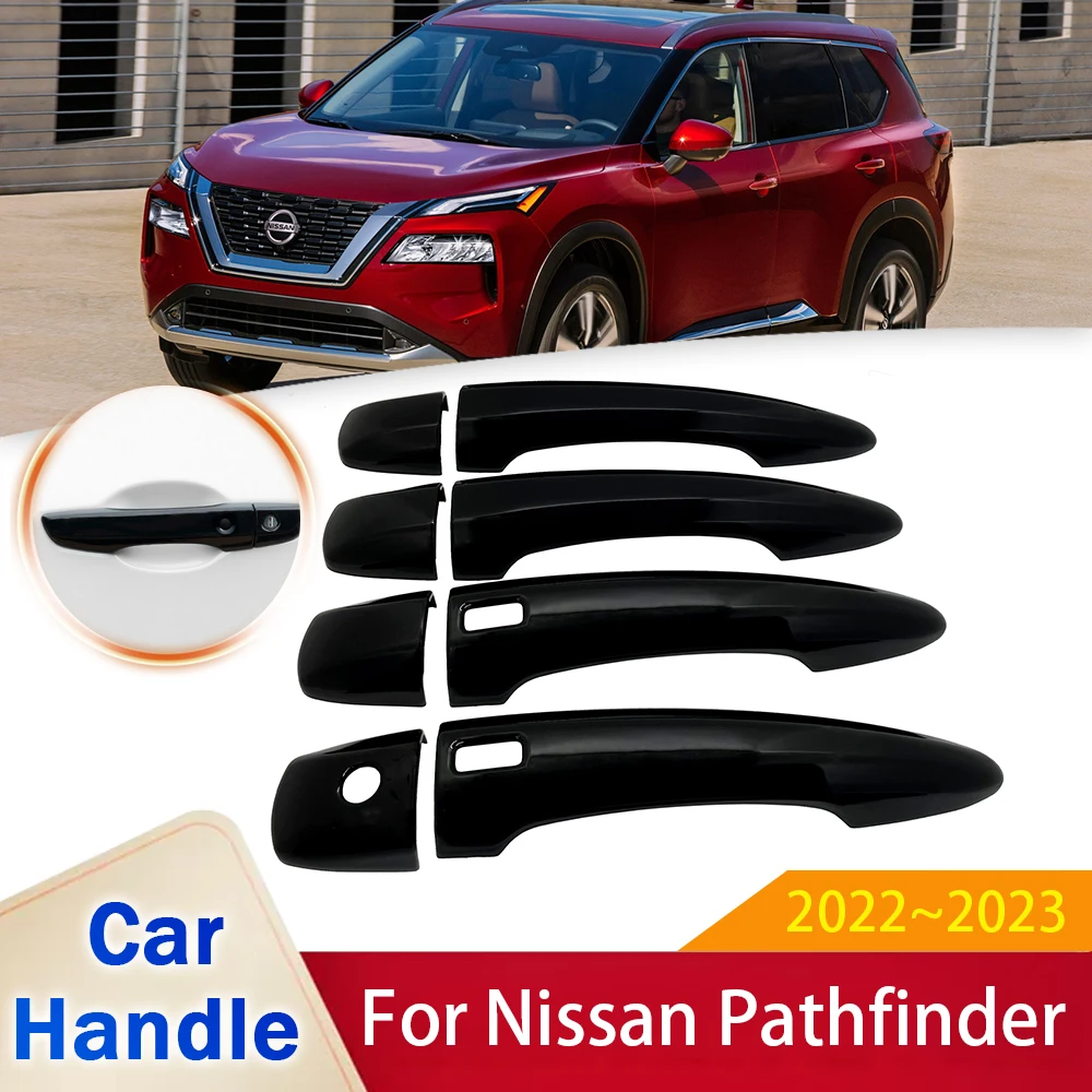 

for Nissan Pathfinder 5 R53 2022 2023 Gloss Black Smart Door Handle Cover Car Decorate Exterior Protector Accessories Stickers