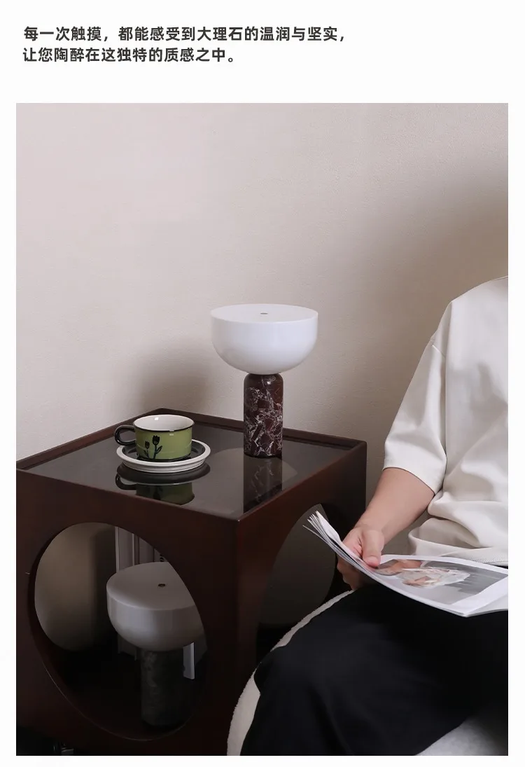 Danish Design Marble Table Lamp with USB Charging Touch Switch Atmosphere Desk Lights Living Room Bedroom Bedside Study Kitchen