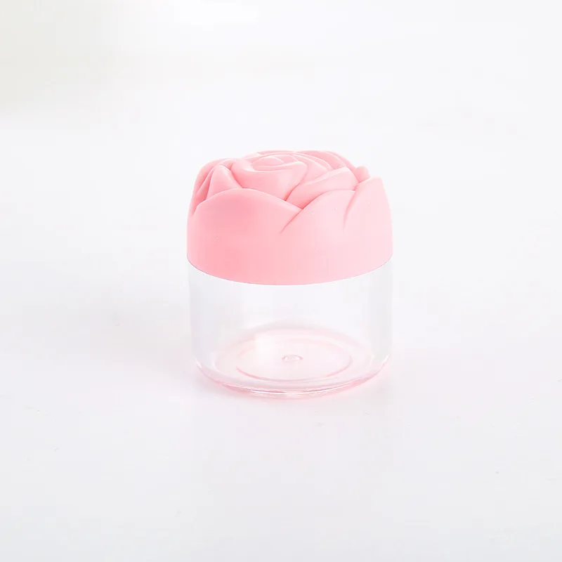 6 pcs 20ml 플라스틱 화장품 용기 립 밤 크림에 대 한 뚜껑을 가진 로즈 모양의 명확한 항아리 DIY 메이크업 화장품 샘플 항아리
