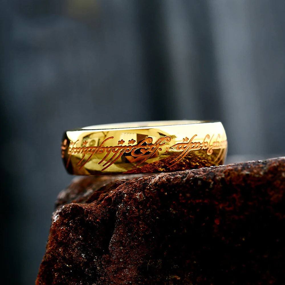 2024 New Trendy Simple 3D Carved Faith Ring Stainless Steel Couple Color Plated Chain Rings Retro Men's Jewelry Gifts Custom 2