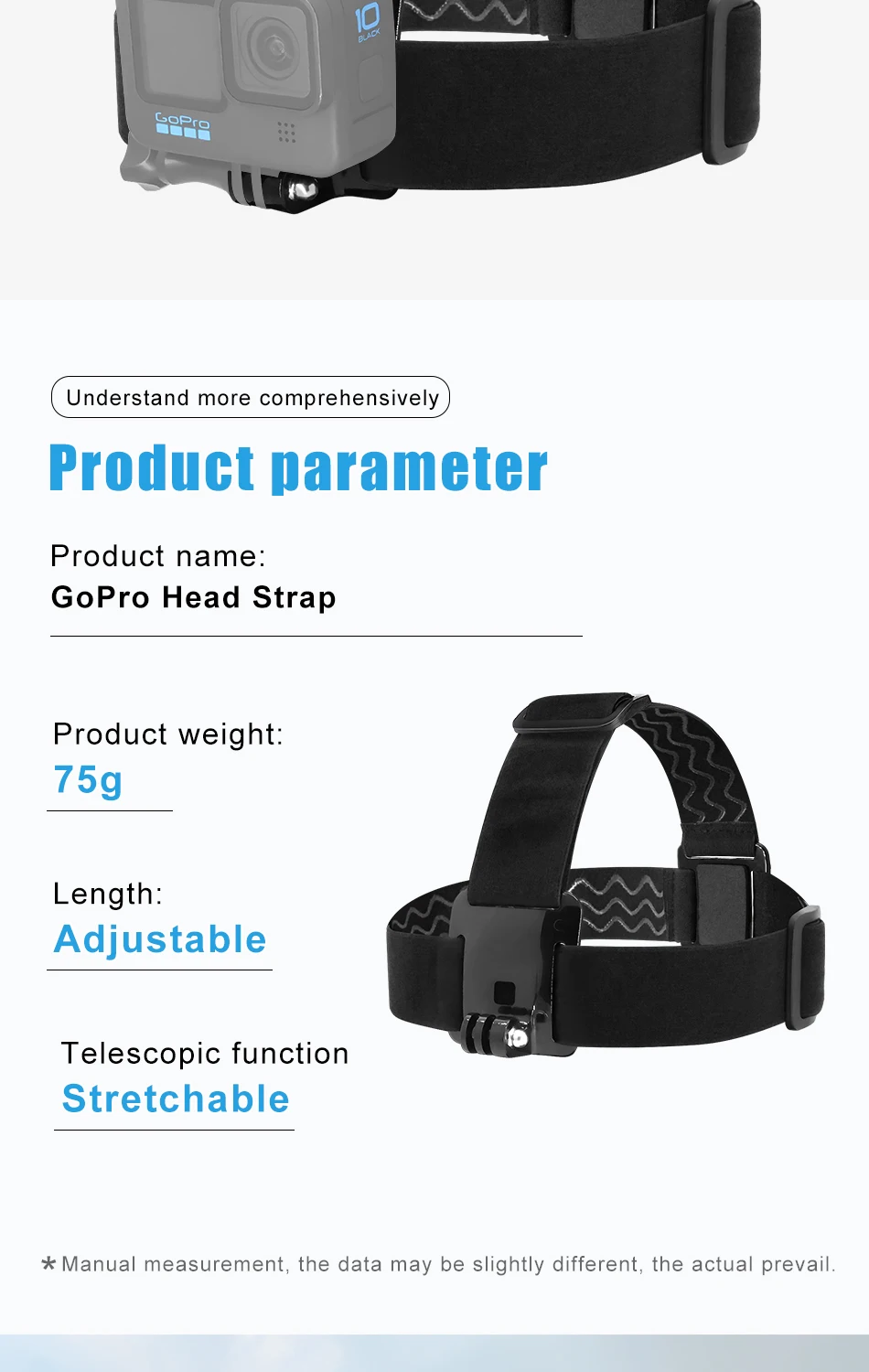 Description Picture 3 of itemGoPro HERO13 original Head Strap+QuickClip headband Insta360 accessory camera holder for Go Pro 12 11 10 9 8 Black sports camera