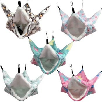 Warm Plush Hamster Hammock Small Animal Double-layer Thicken Sleeping Bag Nest Pets Rat Squirrel Hanging Cage House