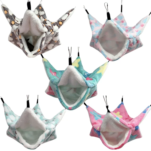 Warm Plush Hamster Hammock Small Animal Double-layer Thicken Sleeping Bag Nest Pets Rat Squirrel Hanging Cage House