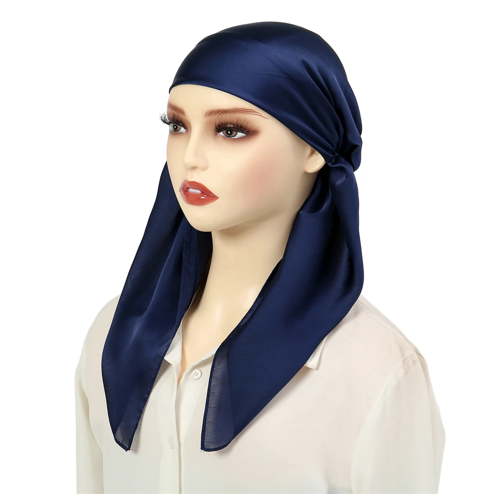 4 Satin Kopf Tücher 70x70cm - Quadratische Bandanas Für Frauen