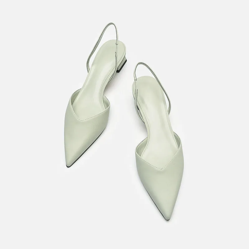 Spring Summer Shoes For Women Soild Middle Heel Casual Pointed Toe Square Heel Sandals With Thin Straps Zapatos Para Mujer
