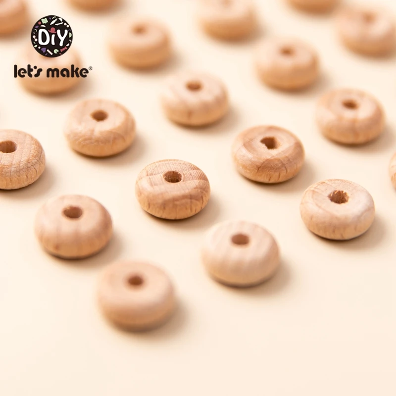 Lassen Sie uns 50 stücke 10mm Buche Abakus Perlen Holz Perlen Halskette DIY Lebensmittel qualität Baby Beißring Perlen Nippel Kette Zubehör machen – Detail 17