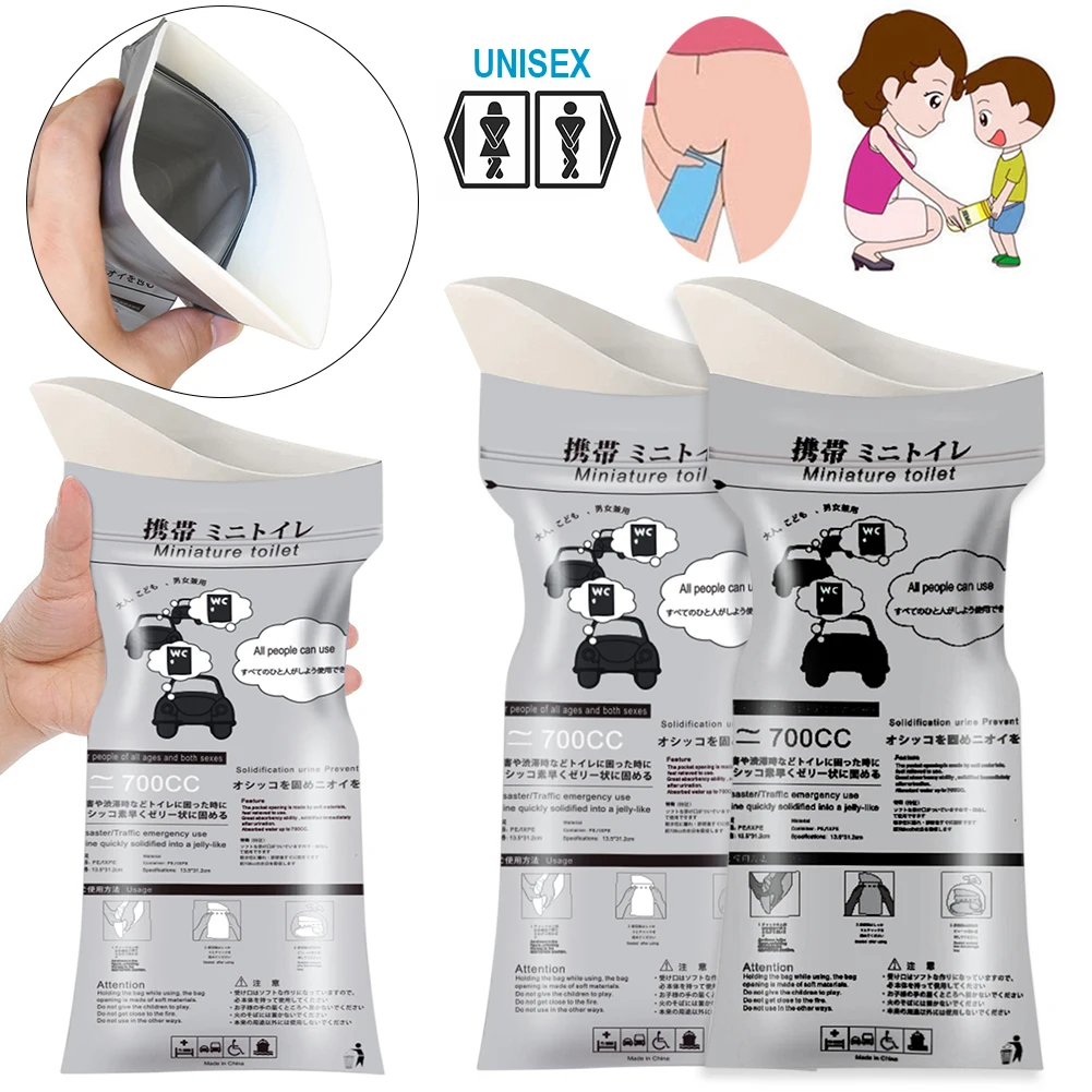 700ML Travel Mini Mobile Toilet Unisex Disposable Pee Bag Leak-Proof Outdoor Emergency Toilets for Men Women Kids Patient