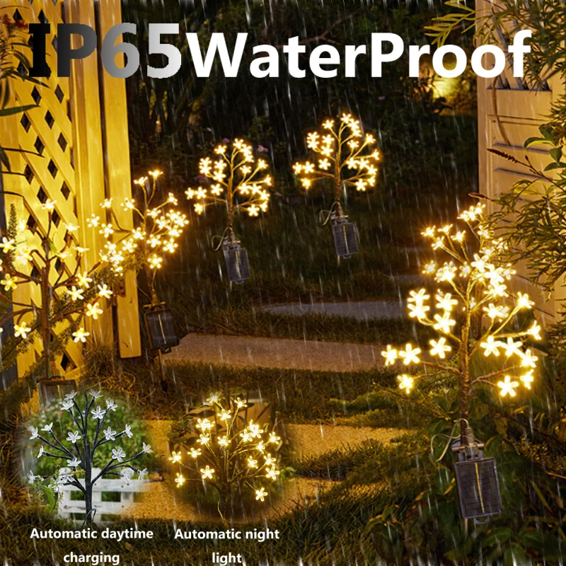 Solar Cherry Blossom Lawn Lights Outdoor Waterproof Fairy Tree Lights